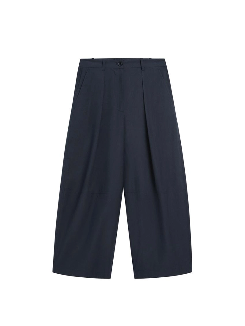 Брюки из хлопкового смесового материала широкого покроя