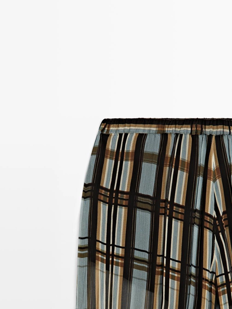 Брюки-саруэль в клетку с легкими штрихами