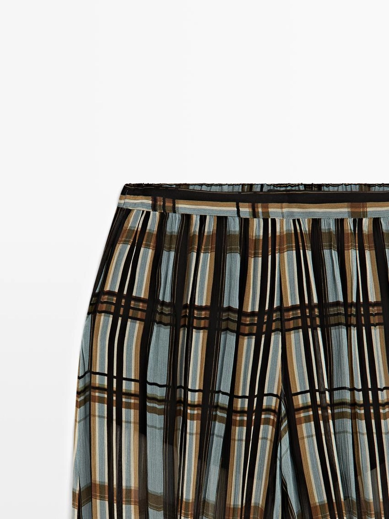 Брюки-саруэль в клетку с легкими штрихами