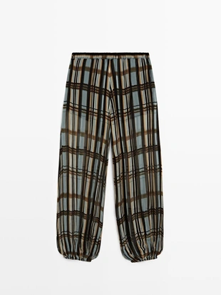 Брюки-саруэль в клетку с легкими штрихами- Заказать в России