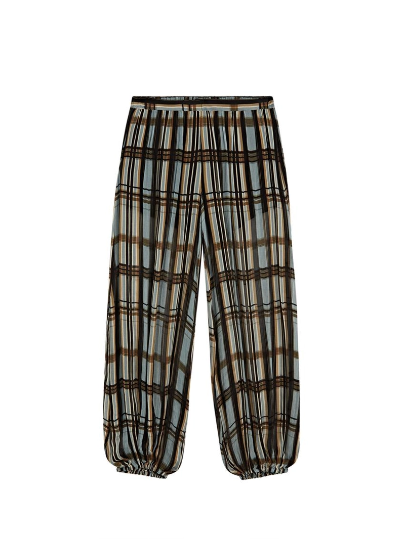 Брюки-саруэль в клетку с легкими штрихами