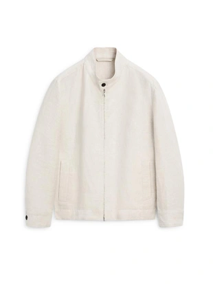 Короткий льняной пиджак с вставкой из штаниной- Заказать в России