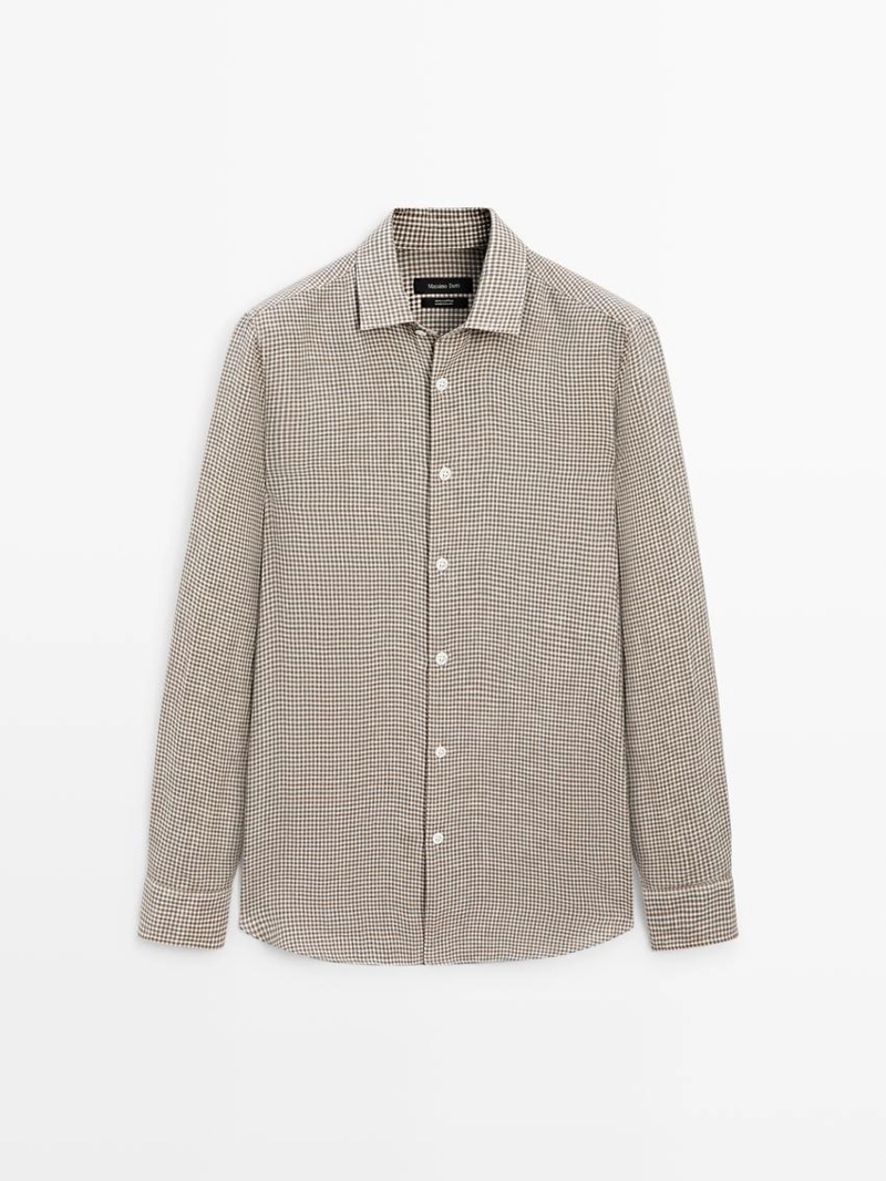 Рубашка в клетку из 100% льна