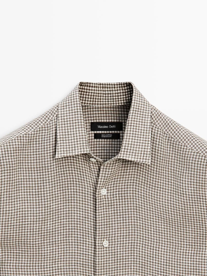 Рубашка в клетку из 100% льна