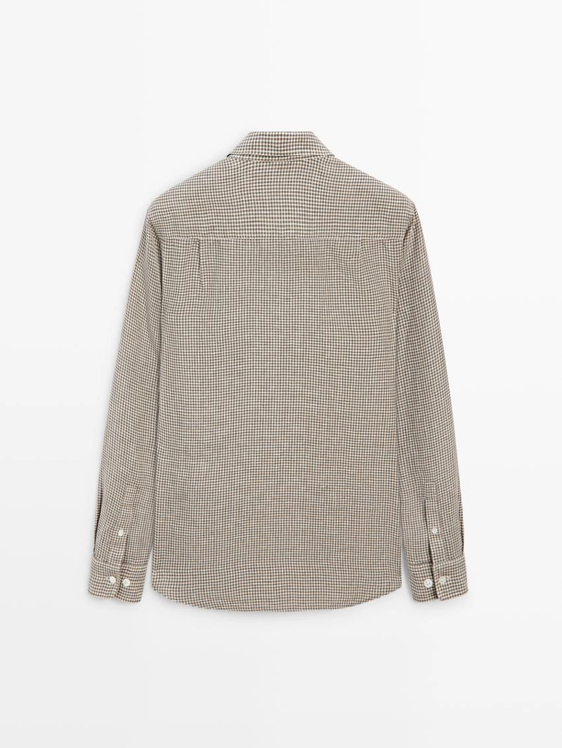 Рубашка в клетку из 100% льна