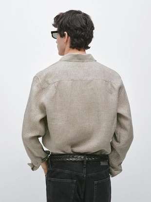 Рубашка в клетку из 100% льна- Заказать в России