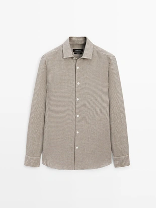 Рубашка в клетку из 100% льна- Заказать в России