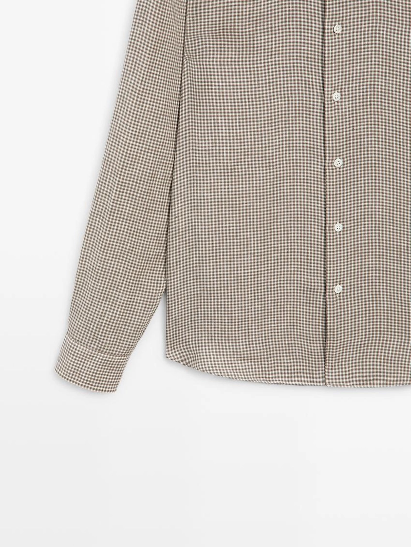 Рубашка в клетку из 100% льна