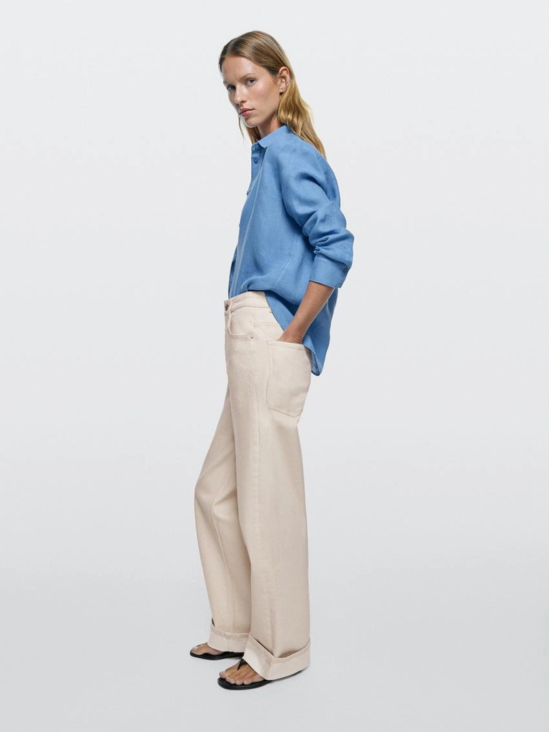 Джинсы прямого кроя с отворотами