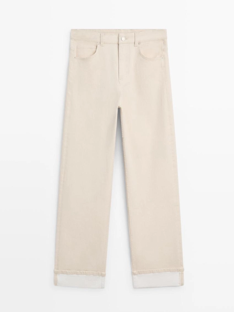 Джинсы прямого кроя с отворотами