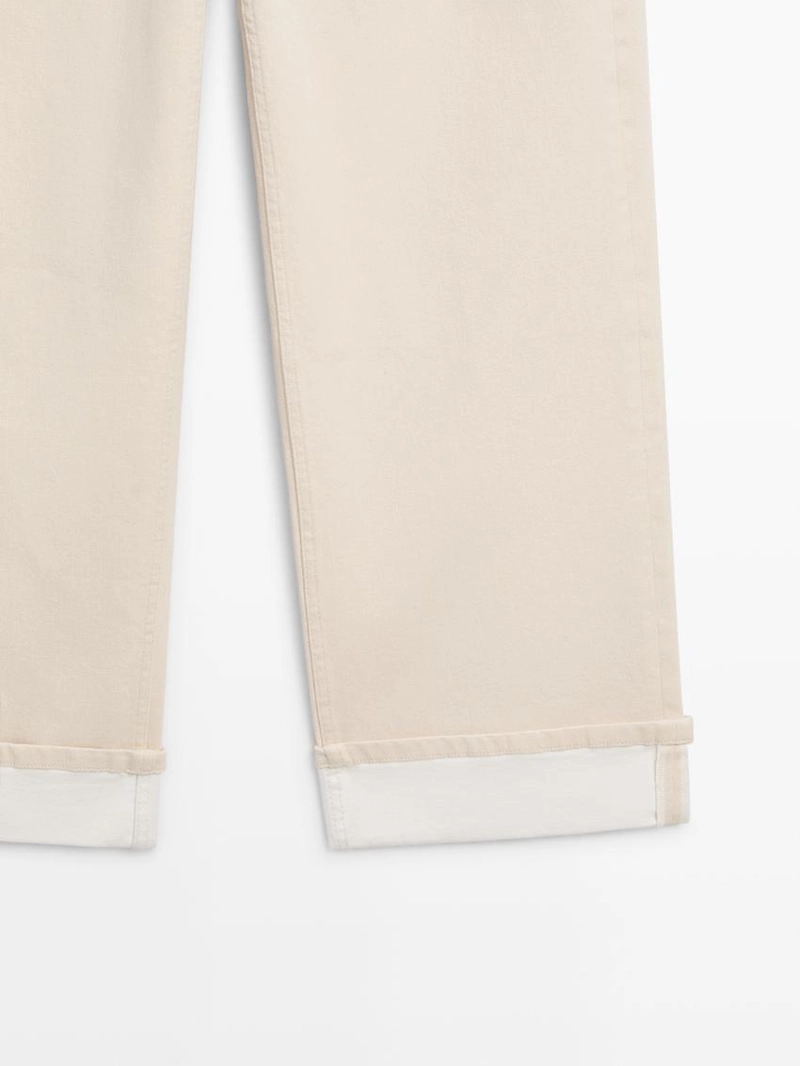 Джинсы прямого кроя с отворотами