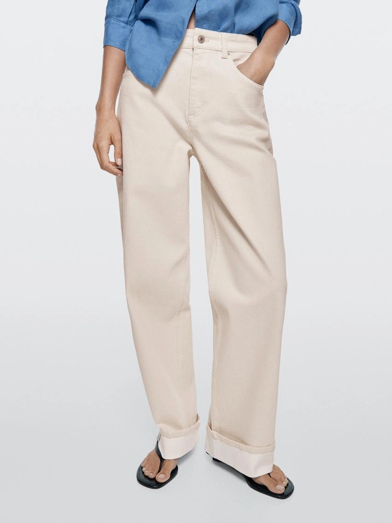 Джинсы прямого кроя с отворотами