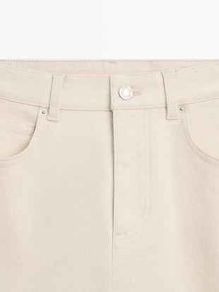 Джинсы прямого кроя с отворотами- Заказать в России