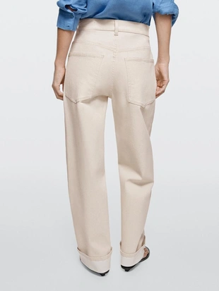 Джинсы прямого кроя с отворотами- Заказать в России