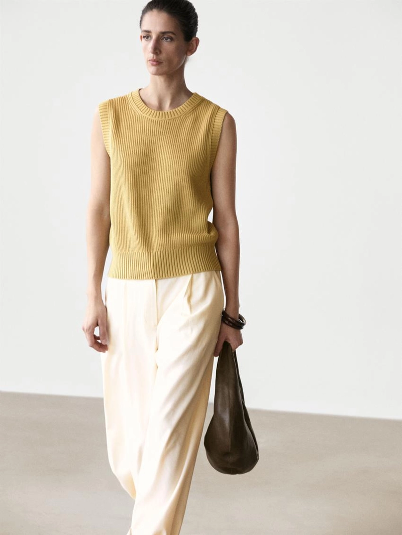 Жилет с круглым вырезом из хлопкового трикотажа