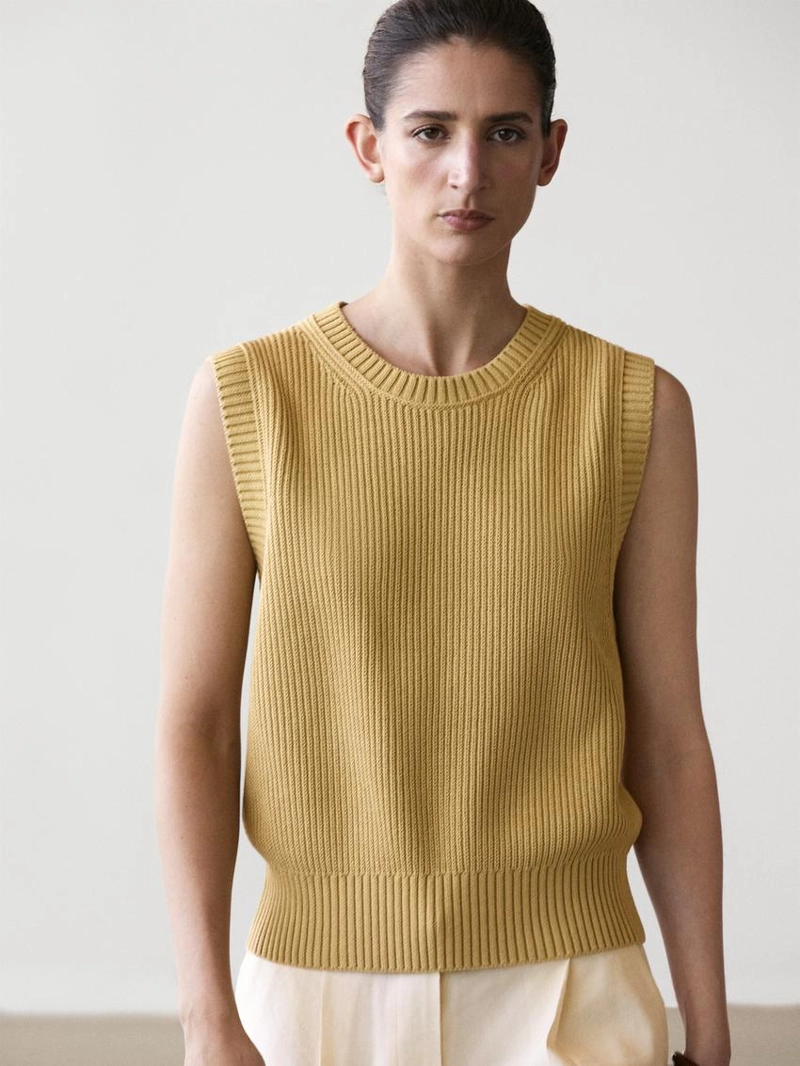 Жилет с круглым вырезом из хлопкового трикотажа