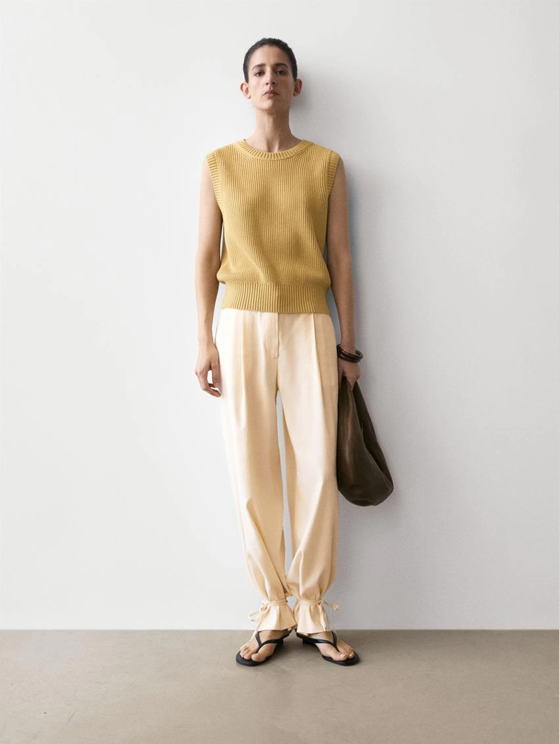 Жилет с круглым вырезом из хлопкового трикотажа