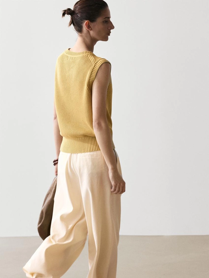 Жилет с круглым вырезом из хлопкового трикотажа