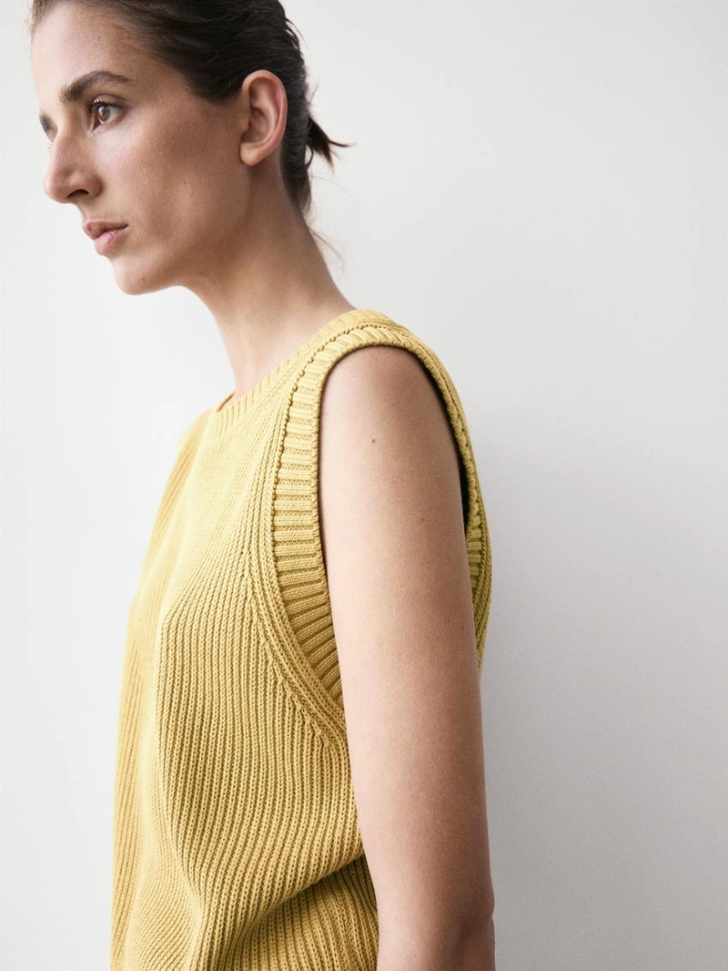 Жилет с круглым вырезом из хлопкового трикотажа