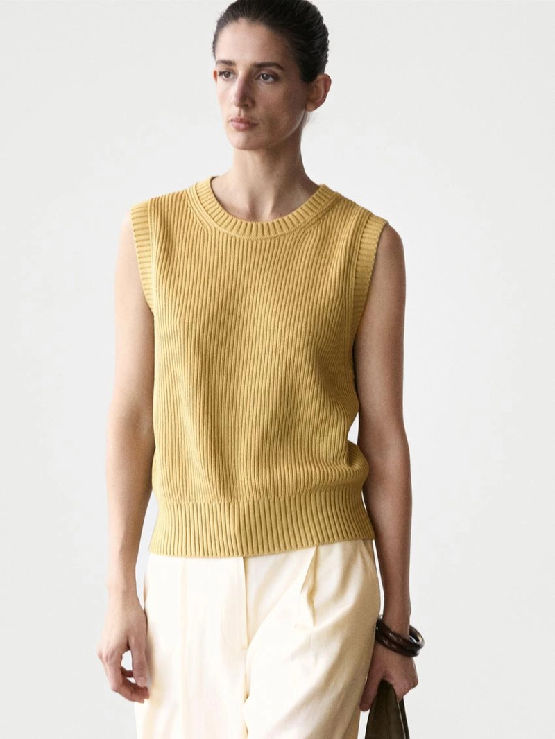 Жилет с круглым вырезом из хлопкового трикотажа