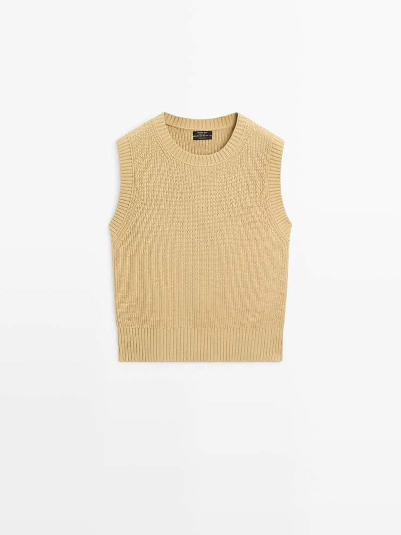 Жилет с круглым вырезом из хлопкового трикотажа