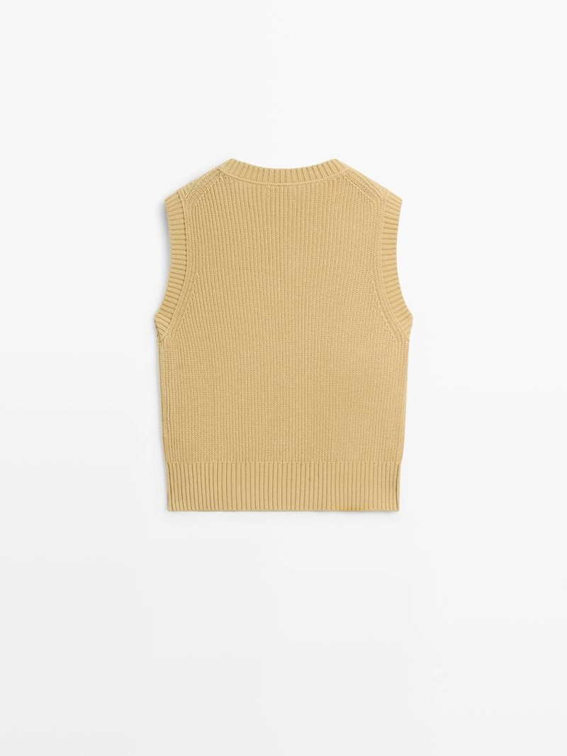 Жилет с круглым вырезом из хлопкового трикотажа