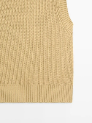 Жилет с круглым вырезом из хлопкового трикотажа- Заказать в России