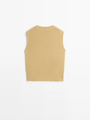 Жилет с круглым вырезом из хлопкового трикотажа- Заказать в России