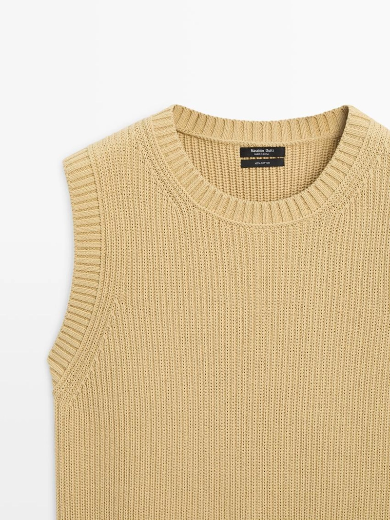 Жилет с круглым вырезом из хлопкового трикотажа