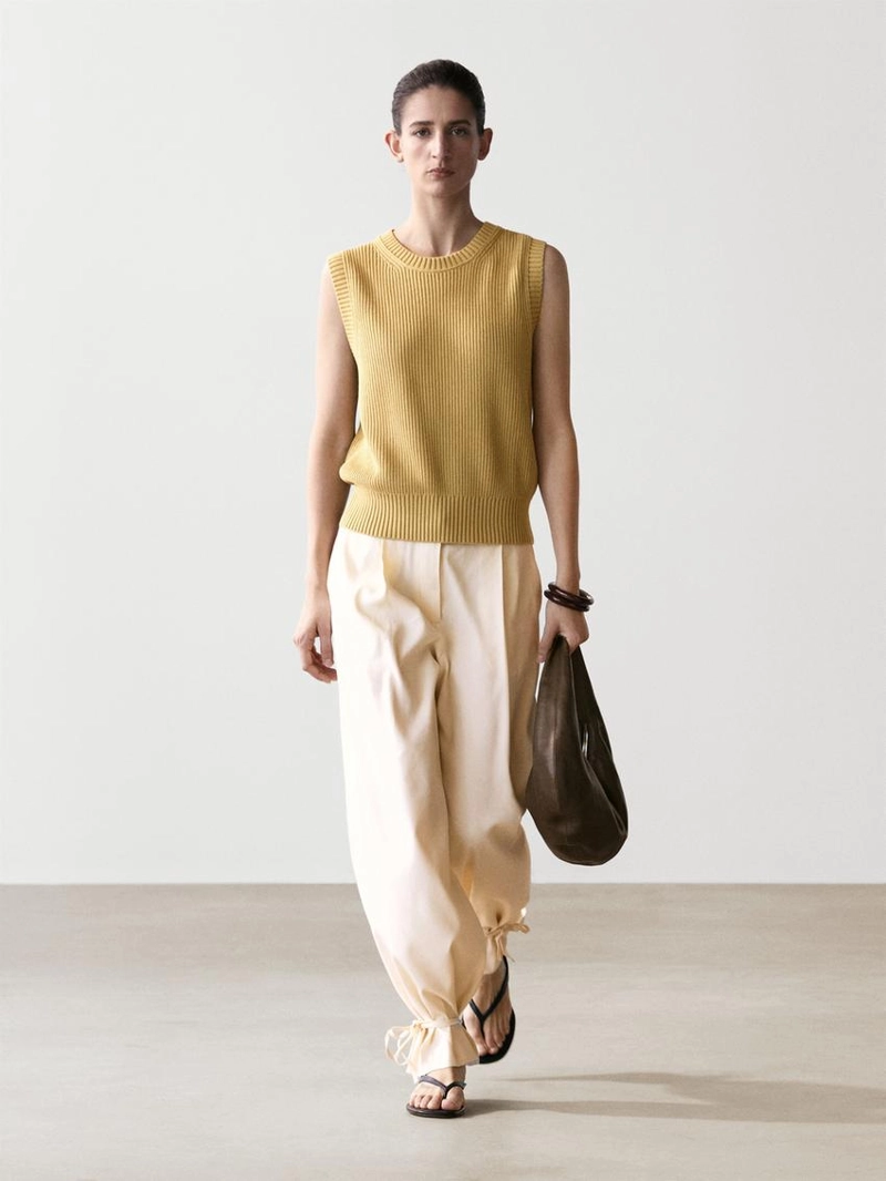 Жилет с круглым вырезом из хлопкового трикотажа