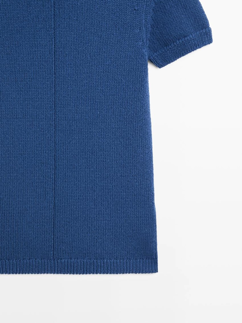 Свитер из хлопково-шерстяной пряжи с коротким рукавом