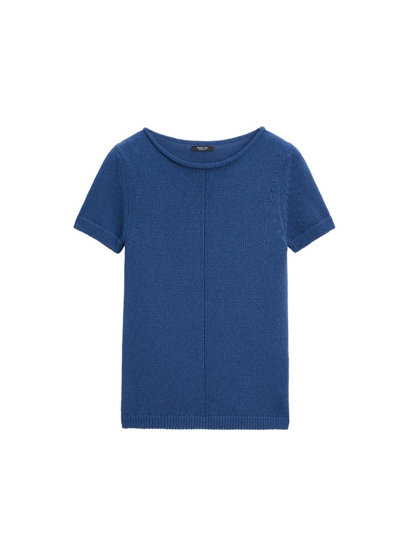 Свитер из хлопково-шерстяной пряжи с коротким рукавом