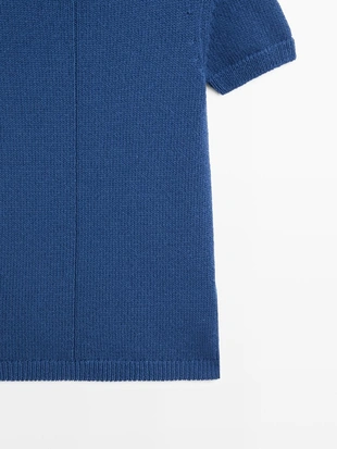 Свитер из хлопково-шерстяной пряжи с коротким рукавом- Заказать в России