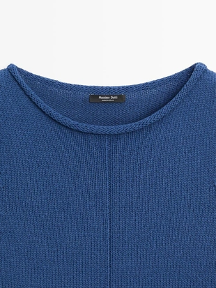 Свитер из хлопково-шерстяной пряжи с коротким рукавом- Заказать в России