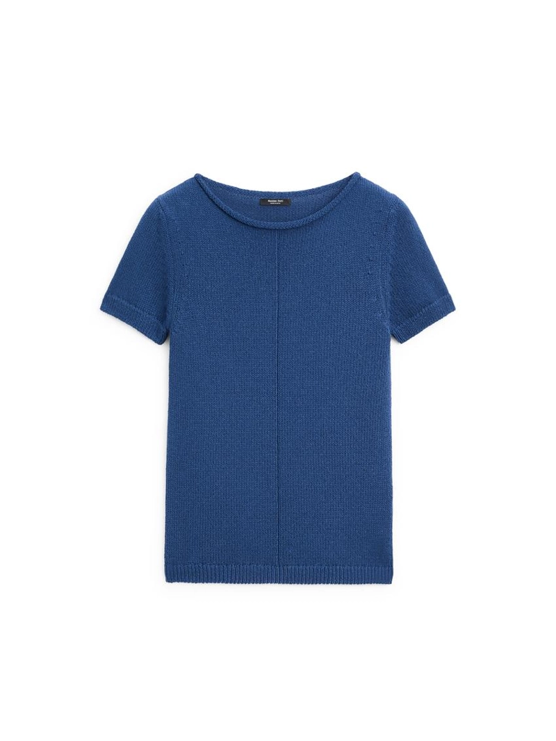 Свитер из хлопково-шерстяной пряжи с коротким рукавом