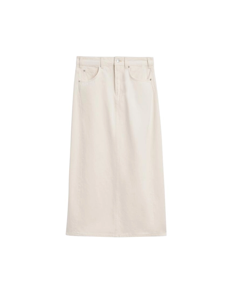 Джинсовая юбка миди силуэта бочонок