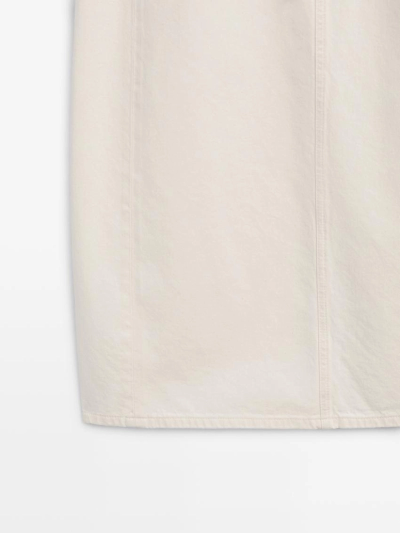 Джинсовая юбка миди силуэта бочонок