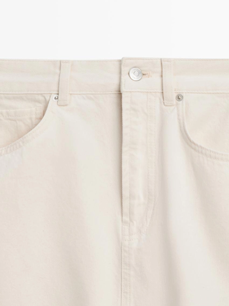 Джинсовая юбка миди силуэта бочонок