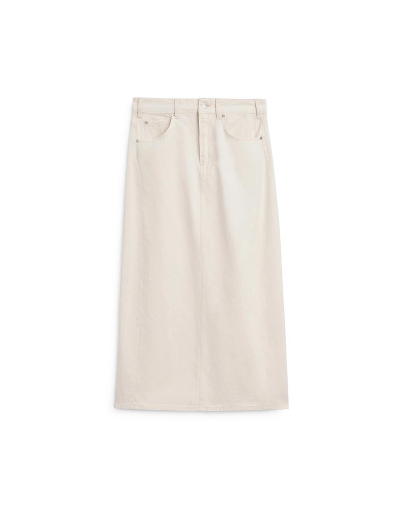 Джинсовая юбка миди силуэта бочонок