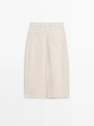 Джинсовая юбка миди силуэта бочонок- Заказать в России