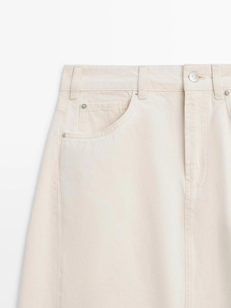 Джинсовая юбка миди силуэта бочонок