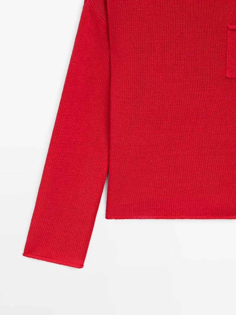 Свитер из хлопка и льна с деталями карманов