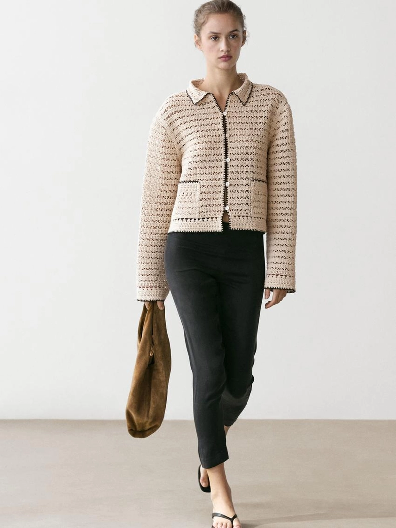 Короткая кружевная вязаная куртка