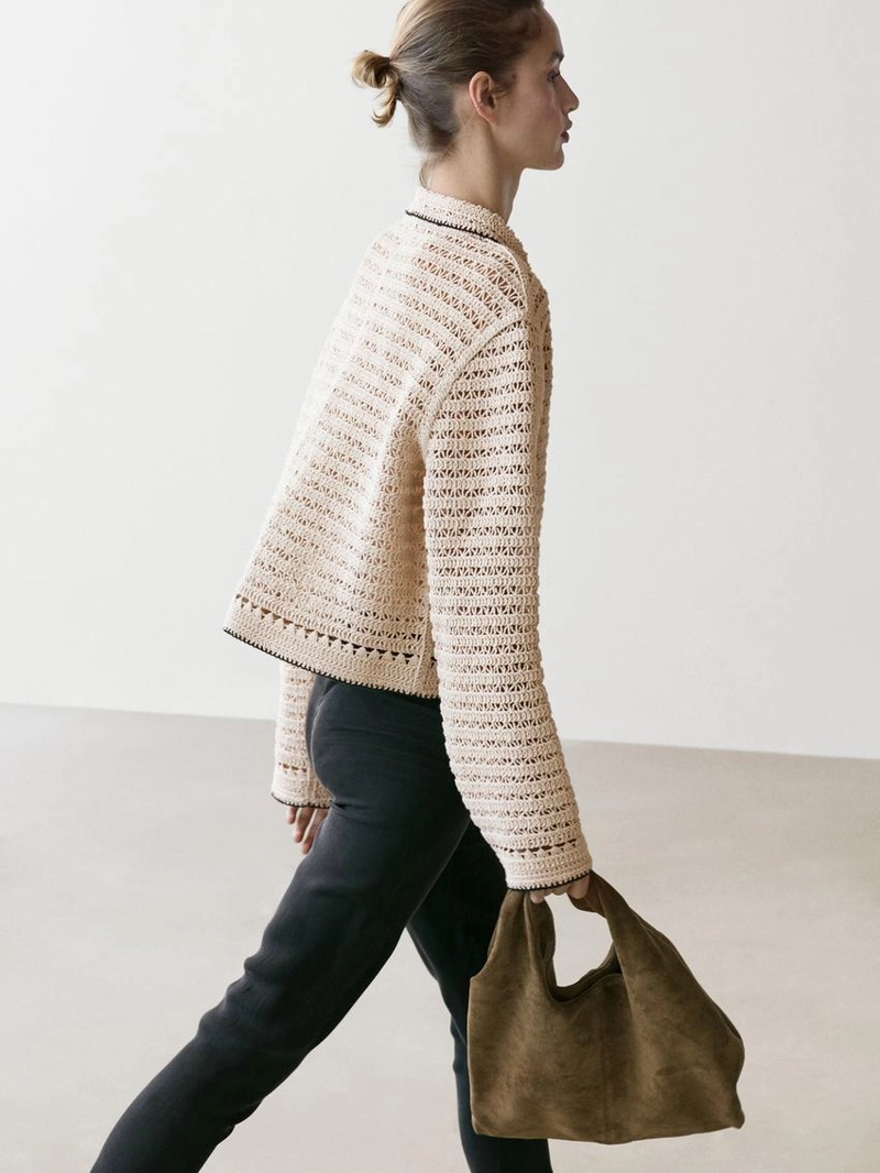 Короткая кружевная вязаная куртка