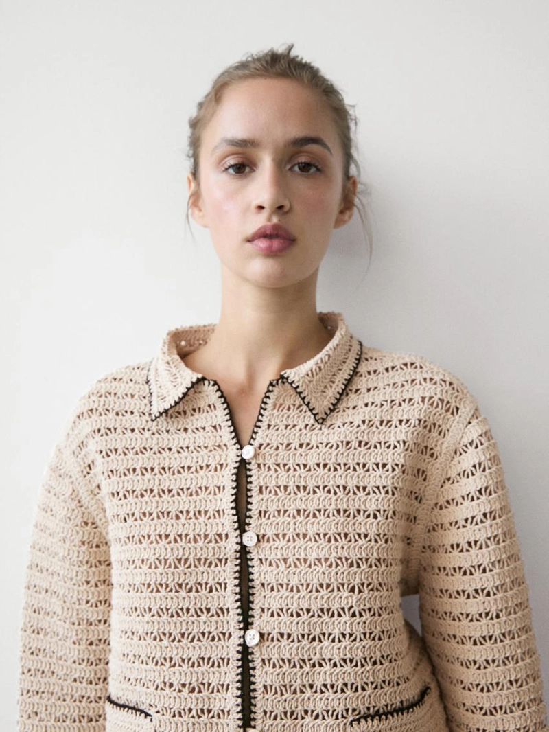 Короткая кружевная вязаная куртка