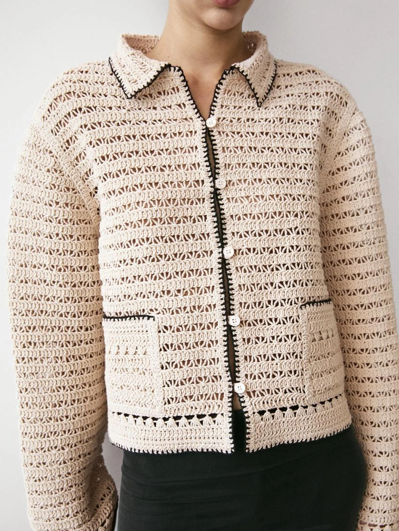 Короткая кружевная вязаная куртка