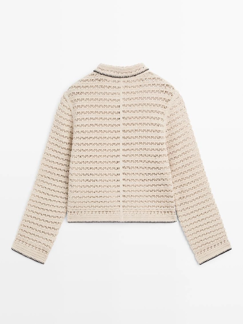 Короткая кружевная вязаная куртка