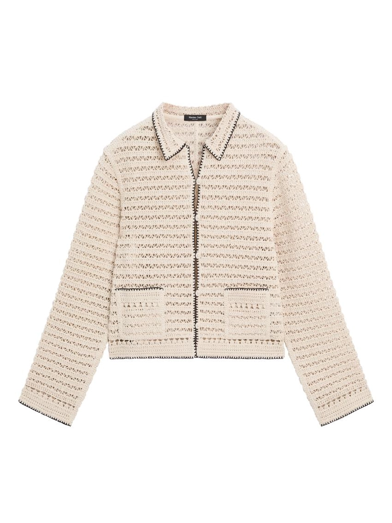 Короткая кружевная вязаная куртка