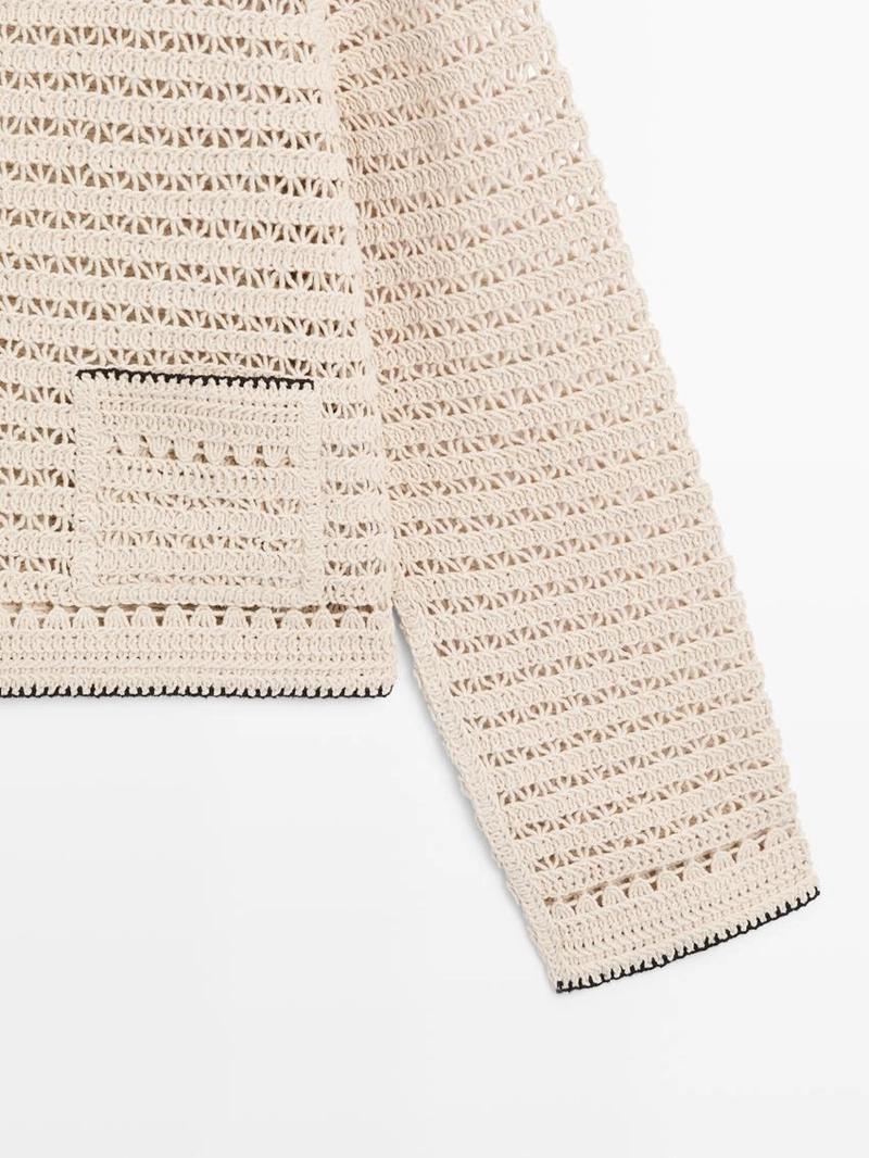 Короткая кружевная вязаная куртка