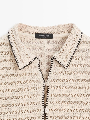 Короткая кружевная вязаная куртка- Заказать в России